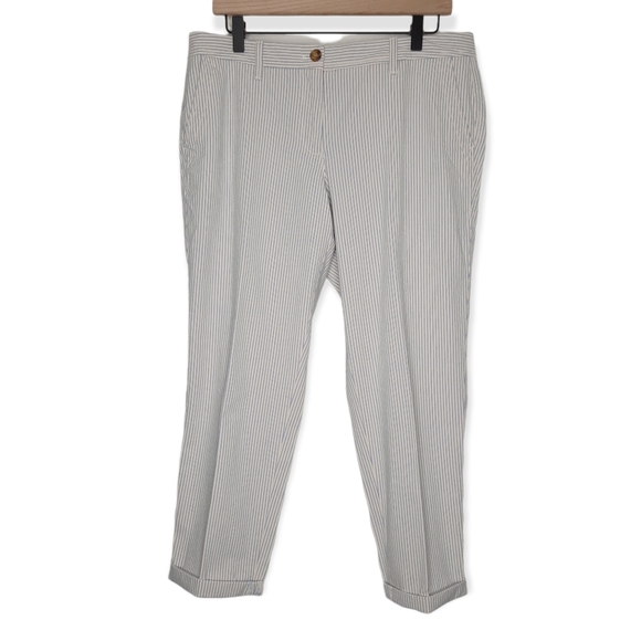 Talbots Pants - Talbots Cream and Blue Relaxed Chino Pants